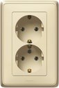 Legrand Cariva 773727 Розетка двойная с заземляющим контактом (16 А, в сборе, скрытая установка, слоновая кость)