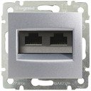 Legrand Valena 770231 Розетка компьютерная (2xRJ45, захваты, UTP, Cat.5e, под рамку, скрытая установка, алюминий)