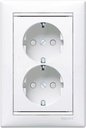 Legrand Valena 774248 Розетка двойная с заземляющим контактом (16 А, в сборе, без винт. зажим, скрытая установка, шторки, белый)