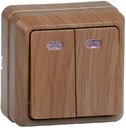 IEK EVO21-K04-10-DC ВС20-2-1-ОД Выключатель 2кл с инд. 10А ОКТАВА (дуб)