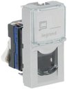 Legrand Mosaic 079462 Розетка компьютерная (RJ45, Cat.6, FTP, алюм. панель, под рамку, скрытая установка, 1 модуль, алюминий)