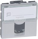 Legrand Mosaic 079465 Розетка компьютерная (RJ45, Cat.6, FTP, алюм. панель, под рамку, скрытая установка, 2 модуля, алюминий)