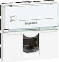 Legrand Mosaic 076554 Розетка компьютерная (RJ45, Cat.5E, UTP, под рамку, скрытая установка, 2 модуля, белая)