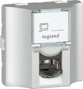 Legrand Mosaic 078624 Розетка компьютерная (RJ45, алюм. панель, Cat.5E, UTP, под рамку, скрытая установка, 2 модуля, алюминий)