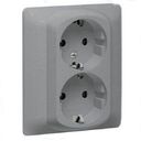 Legrand Galea Life 771330 Розетка двойная с заземляющим контактом (16 А, в сборе, скрытая установка, aluminium)