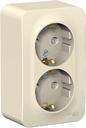 Schneider Electric Blanca BLNRA011202 Розетка двойная с заземляющим контактом (16 А, IP20, в сборе, открытая установка, шторки, молочная)
