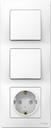 Schneider Electric Blanca BLNBS101101 Блок комбинированный (2 кл.+1 роз., 16 А, в сборе, скрытая установка, з/к, шторки, IP20, белый)