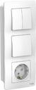 Schneider Electric Blanca BLNBS101201 Блок комбинированный (3 кл.+1 роз., 16 А, в сборе, скрытая установка, з/к, шторки, IP20, белый)