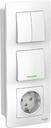 Schneider Electric Blanca BLNBS101211 Блок комбинированный (3 кл.+1 роз., 16 А, в сборе, скрытая установка, з/к, шторки, IP20, белый)