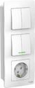 Schneider Electric Blanca BLNBS102211 Блок комбинированный (4 кл.+1 роз., 16 А, в сборе, скрытая установка, з/к, шторки, IP20, белый)
