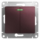 Schneider Electric GSL001153 GLOSSA 2-клавишный ВЫКЛЮЧАТЕЛЬ с подсветкой,сх.5а,10AX, механизм, БАКЛАЖАНОВЫЙ