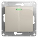 Schneider Electric GSL000953 GLOSSA 2-клавишный ВЫКЛЮЧАТЕЛЬ с подсветкой,сх.5а,10AX, механизм, МОЛОЧНЫЙ