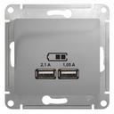 Schneider Electric Glossa GSL000333 Розетка USB (2xUSB, под рамку, скрытая установка, алюминий)