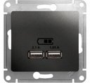 Schneider Electric Glossa GSL000733 Розетка USB (2xUSB, под рамку, скрытая установка, антрацит)