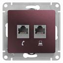 Schneider Electric Glossa GSL001185 Розетка комбинированная (RJ11+RJ45, под рамку, скрытая установка, баклажан)