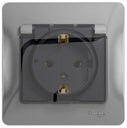 Schneider Electric Glossa GSL000346 Розетка одинарная с заземляющим контактом (16 А, IP20, под рамку, скрытая установка, шторки, крышка, алюминий)