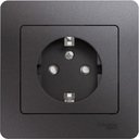Schneider Electric Glossa GSL001344 Розетка одинарная с заземляющим контактом (16 А, IP20, под рамку, скрытая установка, шторки, графит)