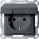 Schneider Electric Merten System M MTN2310-0414 Розетка с заземляющим контактом (16 А, под рамку, крышка, шторки, скрытая установка, антрацит)