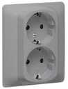 Legrand Galea Life 771331 Розетка двойная с заземляющим контактом (16 А, в сборе, шторки, скрытая установка, aluminium)