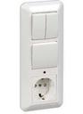 Schneider Electric Прима BK2VR-005V-B Блок комбинированный (2 кл.+1 роз., 16 А, в сборе, скрытая установка, подсветка, з/к, шторки, IP20, белый)