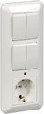 Schneider Electric Прима BK2VR-007A-B Блок комбинированный (3 кл.+1 роз., 16 А, в сборе, скрытая установка, подсветка, з/к, шторки, IP20, белый)