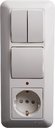 Schneider Electric Прима BK2VR-005A-B Блок комбинированный (3 кл.+1 роз., 16 А, в сборе, скрытая установка, подсветка, з/к, шторки, IP20, белый)