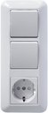 Schneider Electric Прима BK2VR-006V-B Блок комбинированный (2 кл.+1 роз., 16 А, в сборе, скрытая установка, з/к, шторки, IP20, белый)