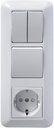 Schneider Electric Прима BK2VR-006A-B Блок комбинированный (3 кл.+1 роз., 16 А, в сборе, скрытая установка, з/к, шторки, IP20, белый)