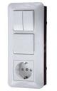 Schneider Electric Прима BK2VR-008AK-B Блок комбинированный (3 кл.+1 роз., 16 А, в сборе, скрытая установка, з/к, шторки, IP20, белый)