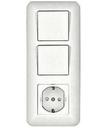 Schneider Electric Прима BK2VR-008VK-B Блок комбинированный (2 кл.+1 роз., 16 А, в сборе, скрытая установка, з/к, шторки, IP20, белый)