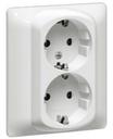 Legrand Galea Life 771033 Розетка двойная с заземляющим контактом (16 А, в сборе, шторки, автом. клеммы, скрытая установка, white)