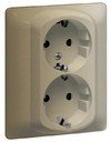 Legrand Galea Life 771433 Розетка двойная с заземляющим контактом (16 А, в сборе, шторки, автом. клеммы, скрытая установка, titanium)