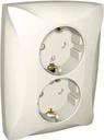 Schneider Electric Дуэт WDE000226 Розетка двойная с заземляющим контактом (16 А, IP20, под рамку, скрытая установка, шторки, бежевая)