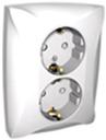 Schneider Electric Дуэт WDE000126 Розетка двойная с заземляющим контактом (16 А, IP20, под рамку, скрытая установка, шторки, белая)