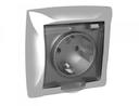 Schneider Electric Дуэт WDE000348 Розетка одинарная с заземляющим контактом (16 А, IP44, под рамку, скрытая установка, шторки, крышка, серебро)