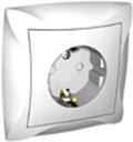 Schneider Electric Дуэт WDE000144 Розетка одинарная с заземляющим контактом (16 А, IP20, под рамку, скрытая установка, шторки, белая)