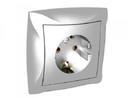 Schneider Electric Дуэт WDE000342 Розетка одинарная с заземляющим контактом (16 А, IP20, под рамку, скрытая установка, серебро)