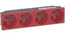 Legrand Mosaic 077283 Розетка четверная с заземляющим контактом (16 А, 45°, под рамку, красная)