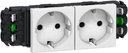 Legrand Mosaic 077402 Розетка двойная с заземляющим контактом (16 А, под рамку, шторки, белая)