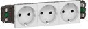 Legrand Mosaic 077403 Розетка тройная с заземляющим контактом (16 А, под рамку, шторки, белая)