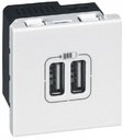 Legrand Mosaic 077594 Розетка USB (2хUSB, под рамку, скрытая установка, 2 модуля, белая)