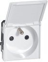 Legrand Mosaic 077119 Розетка с заземляющим контактом (16 А, антибактериальная, под рамку, шторки, крышка, белая)