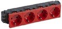 Legrand Mosaic 077614 Розетка четверная с заземляющим контактом (16 А, 8 модулей, под рамку, шторки, красная)