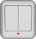 Schneider Electric Прима A56-007I-BI Выключатель двухклавишный (6 А, индикация, IP20, в сборе, открытая установка, белый)