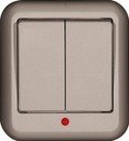 Schneider Electric Прима VA5U-213-B Выключатель двухклавишный (10 А, индикация, IP20, в сборе, открытая установка, белый)