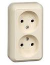 Schneider Electric Прима RA16-213-S Розетка двойная (16 А, IP20, в сборе, открытая установка, слоновая кость)