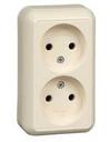 Schneider Electric Прима RA16-213M-SI Розетка двойная (16 А, IP20, в сборе, открытая установка, слоновая кость)