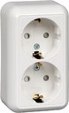 Schneider Electric Прима RA16-214M-BI Розетка двойная с заземляющим контактом (16 А, IP20, в сборе, открытая установка, шторки, белая)