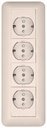 Schneider Electric Прима RA16-411M-SI Розетка четверная с заземляющим контактом (16 А, IP20, в сборе, открытая установка, шторки, слоновая кость)