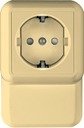 Schneider Electric Прима RA16-003-2M-S Розетка одинарная с заземляющим контактом (16 А, IP20, в сборе, открытая установка, шторки, слоновая кость)